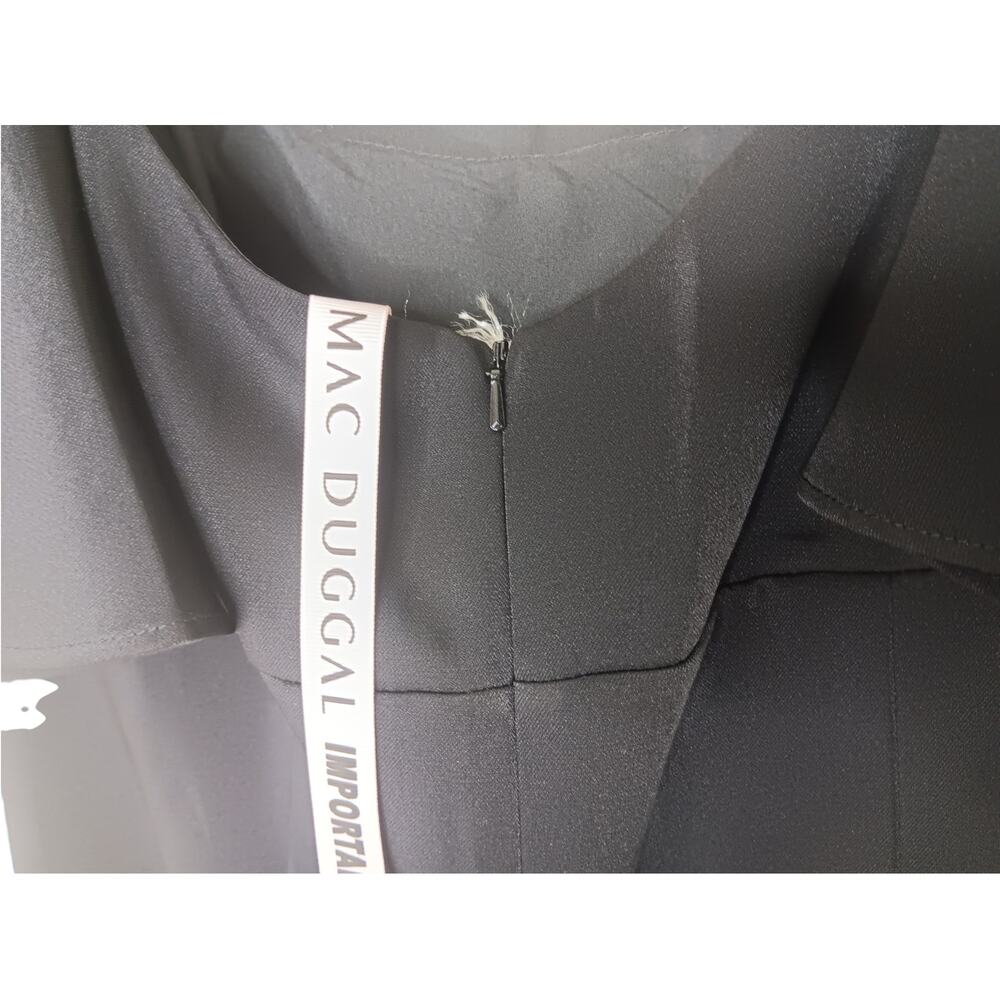 New without Tags Mac Duggal 20962 Black Crepe Flutter Sleeve Maxi Gown Sz 10 - Picture 14 of 16